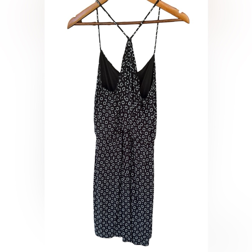 LOFT Outlet Black Mini Dress Flowy Summer Spaghetti Strap White Detailing Sz S - Picture 2 of 10